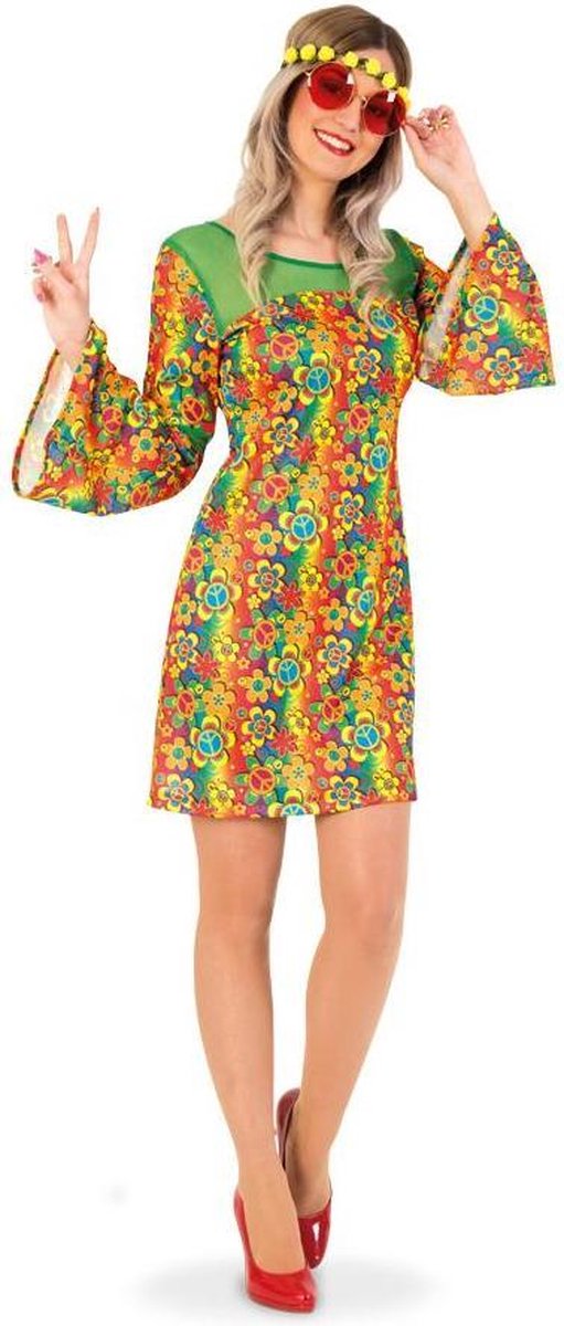 Hippie Kostuum | Hippie Eeuwig Durende Vredige Zomers Jaren 60 | Vrouw | Maat 38 | Carnaval kostuum | Verkleedkleding